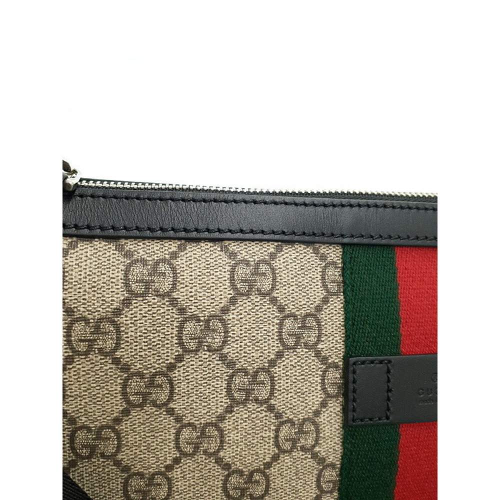 Gucci Shoulder GG Supreme Beige Web Brown Messenger Bag - Picture 4 of 9